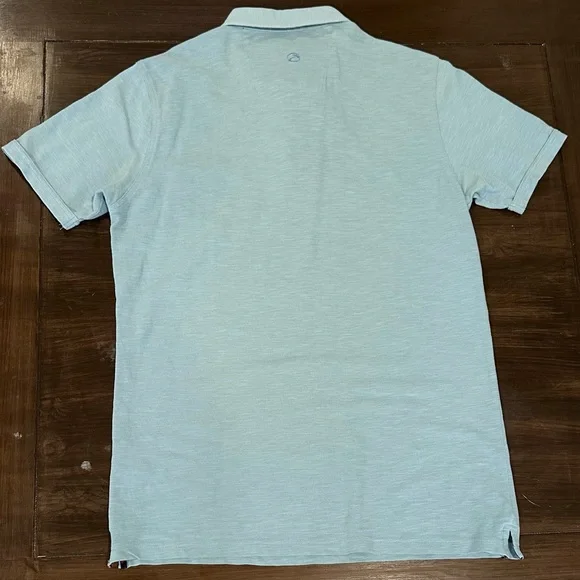 Hammer Made Light Blue Polo Shirt Small Floral Lined Collar - Picture 2 of 6